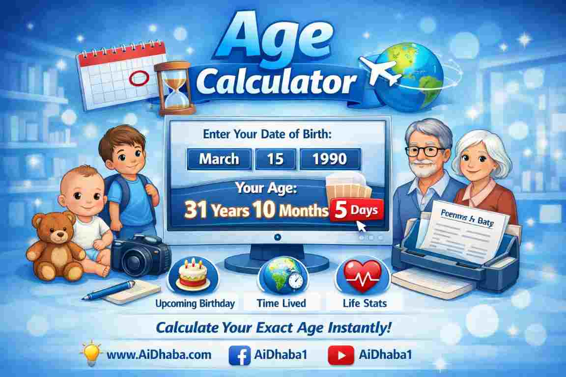 Age calculator interface showing date inputs and age results
